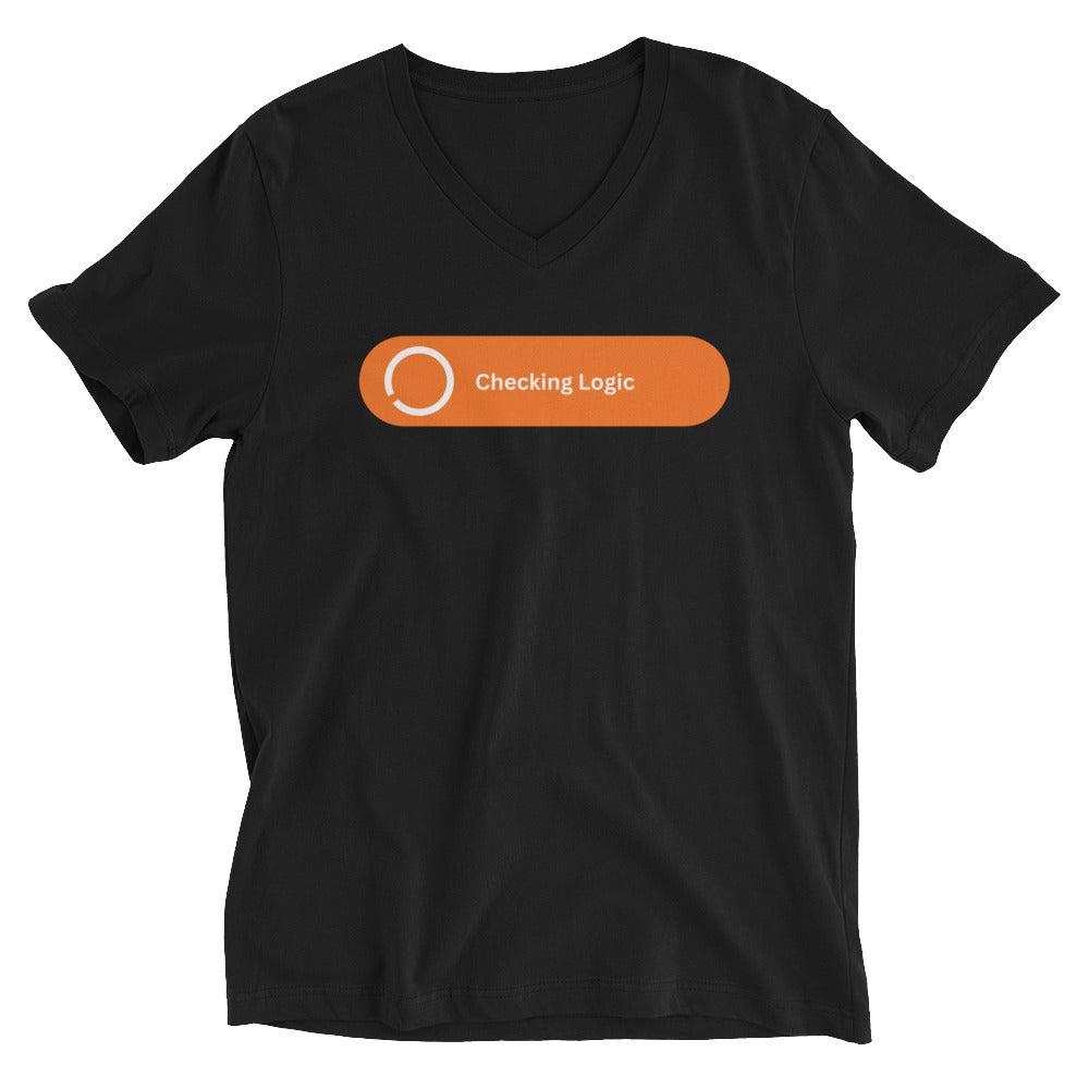 Checking Logic - Black Unisex Short Sleeve V-Neck T-Shirt